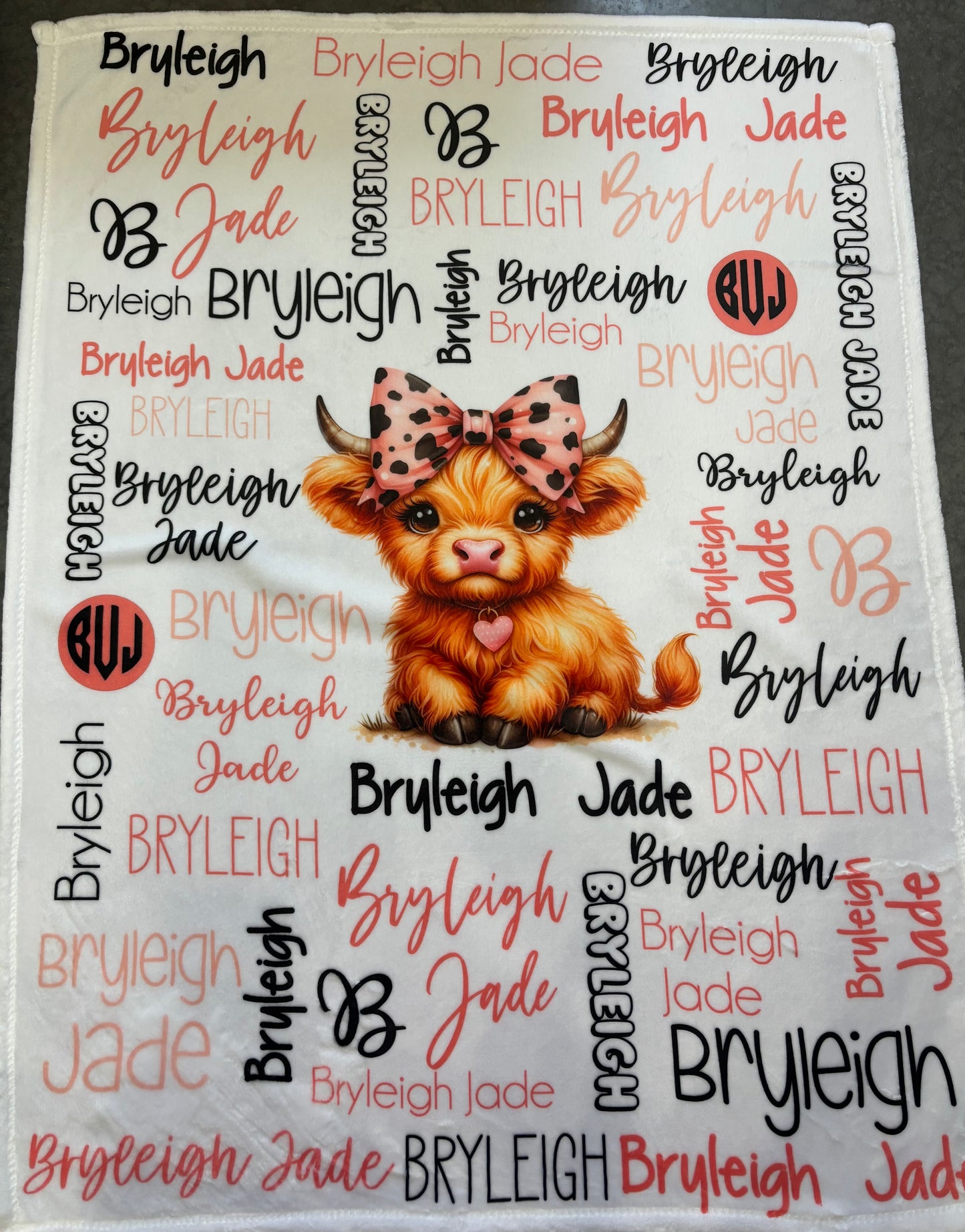 Highland cow with bow Baby Blanket