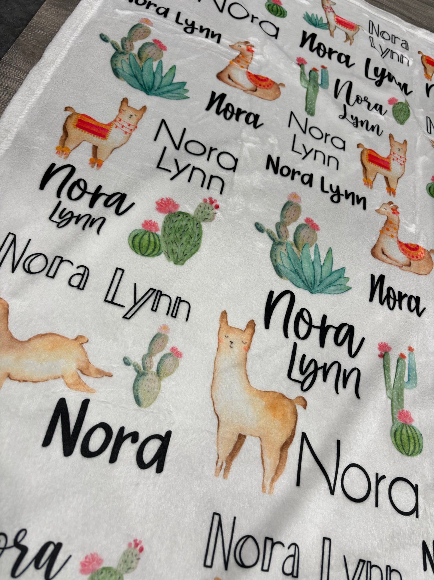 Llama and floral Cactus Baby Blanket