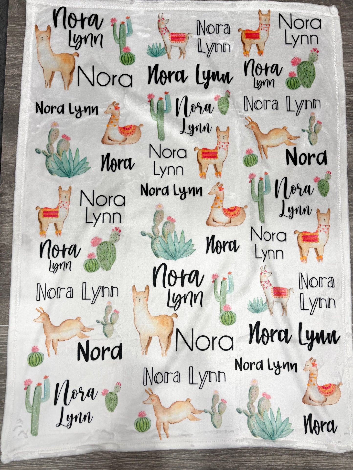 Llama and floral Cactus Baby Blanket