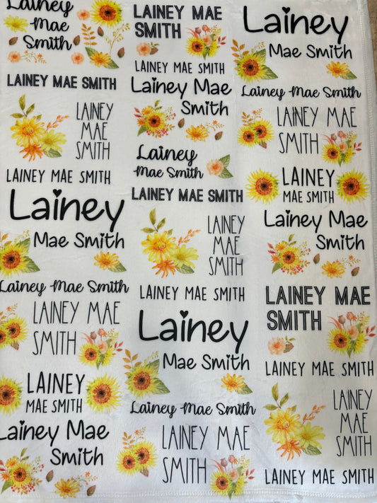 Yellow Sunflower Floral Baby Blanket