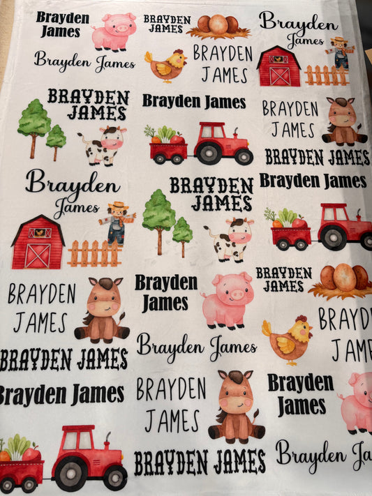 Cute farm animal baby blanket