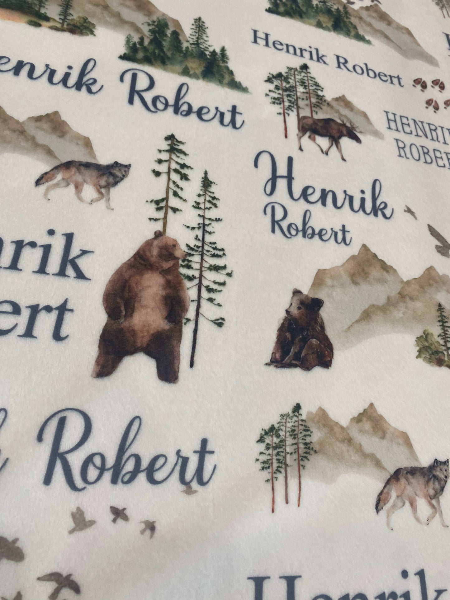 Woodland mountains baby blanket