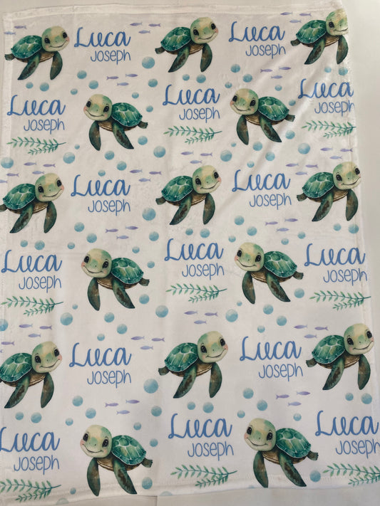 Sea turtle baby blanket