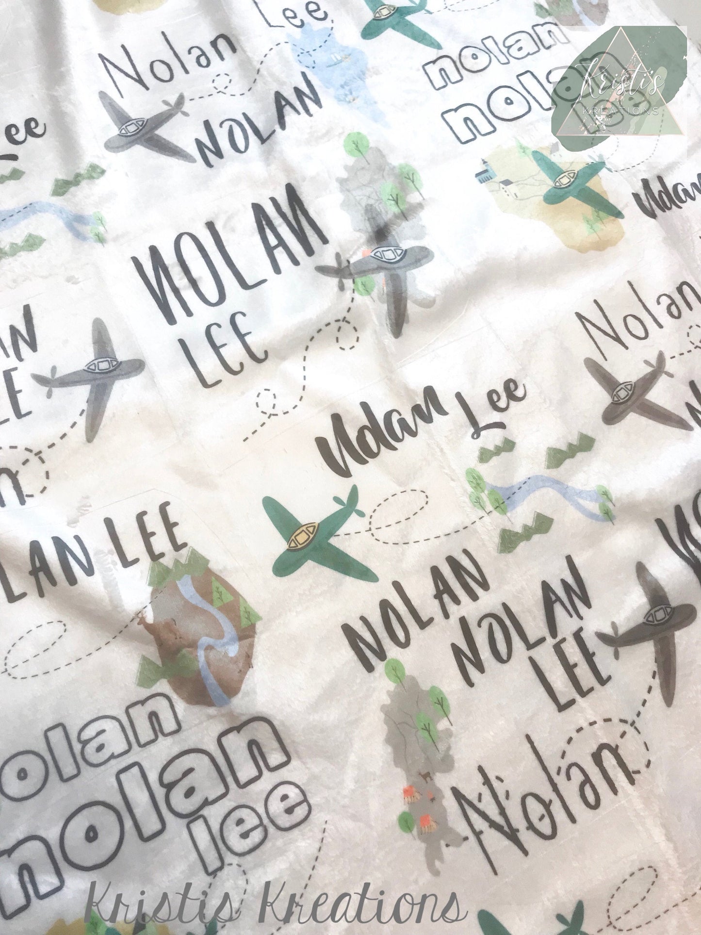 Airplane Map Baby Blanket