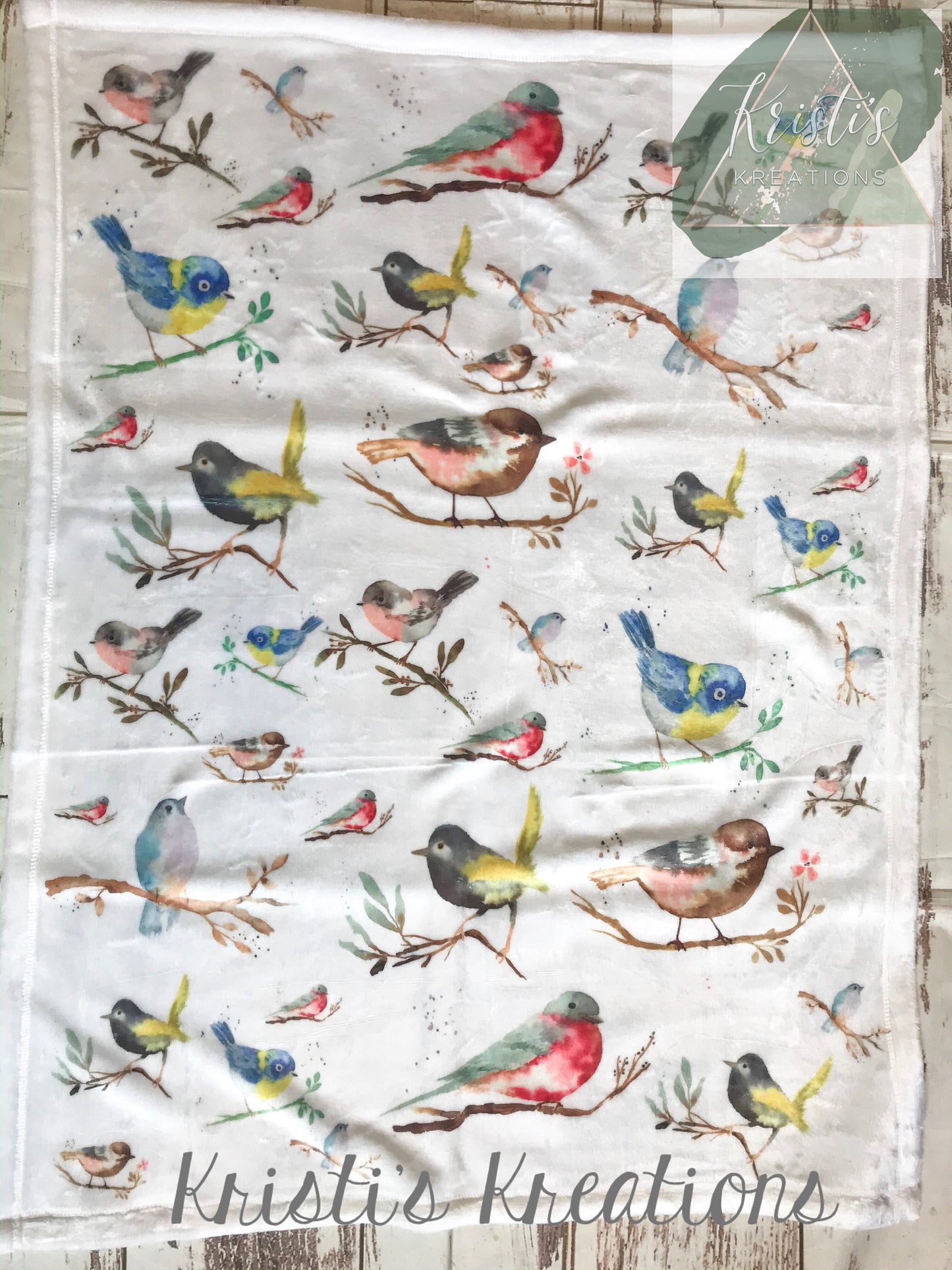 baby blanket watercolor birds