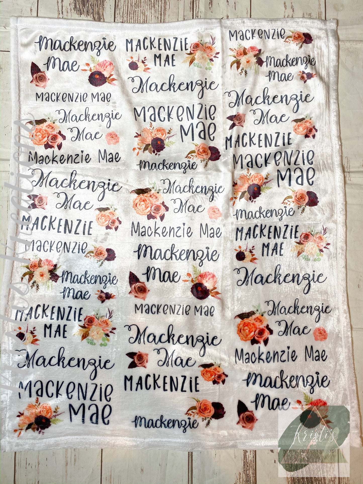 Blush and Coral Floral Baby Blanket