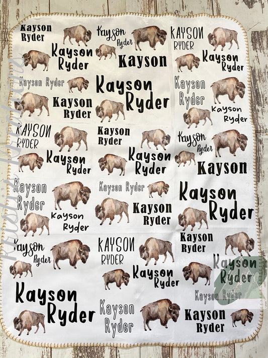 Buffalo Bison Baby Blanket