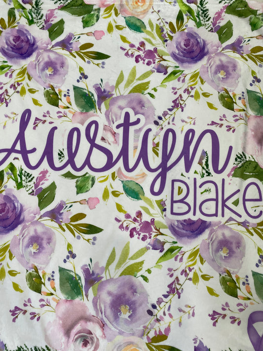 Big name Purple Floral Baby Blanket