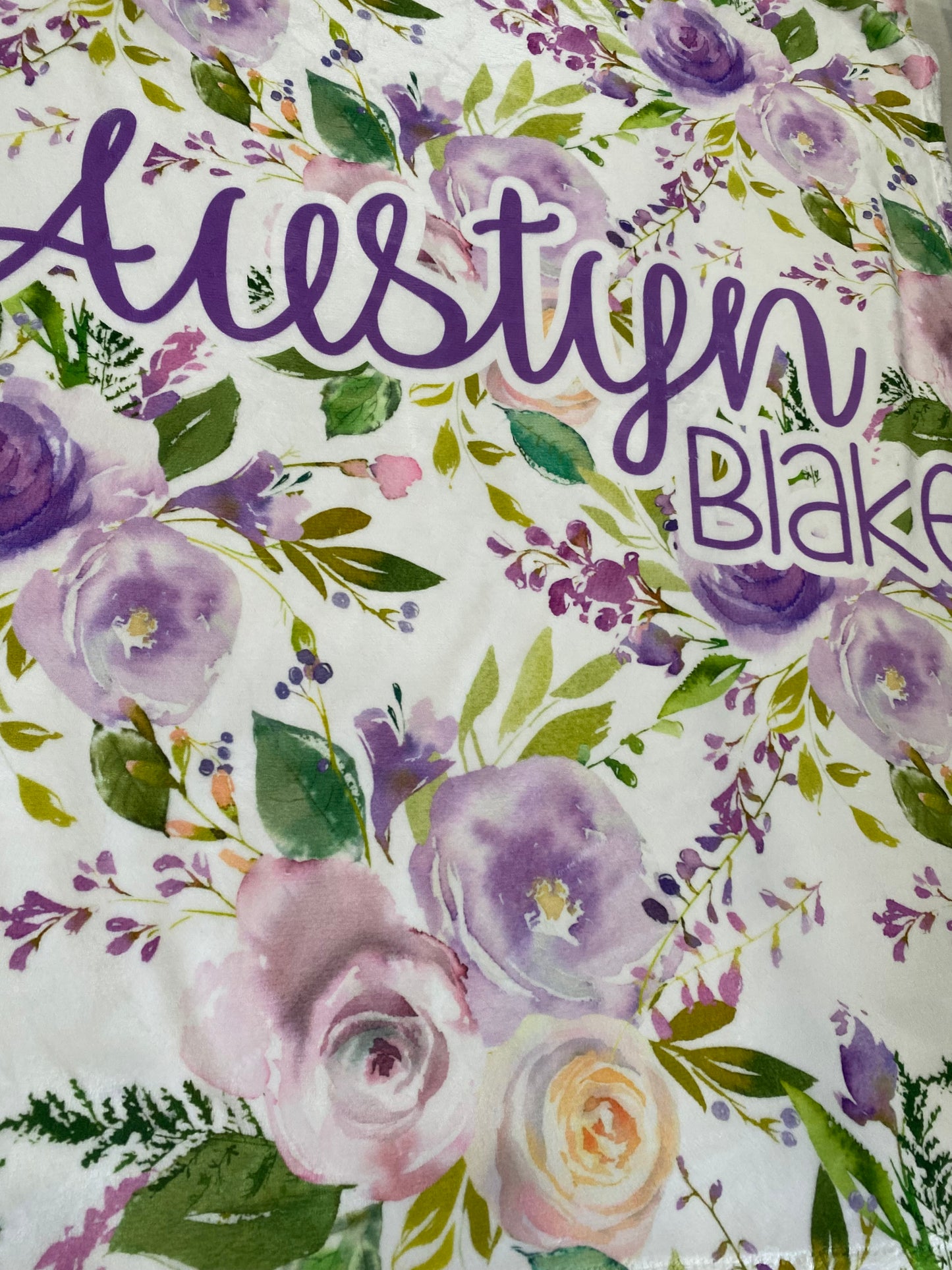 Big name Purple Floral Baby Blanket