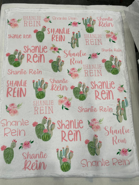 Floral cactus Baby Blanket